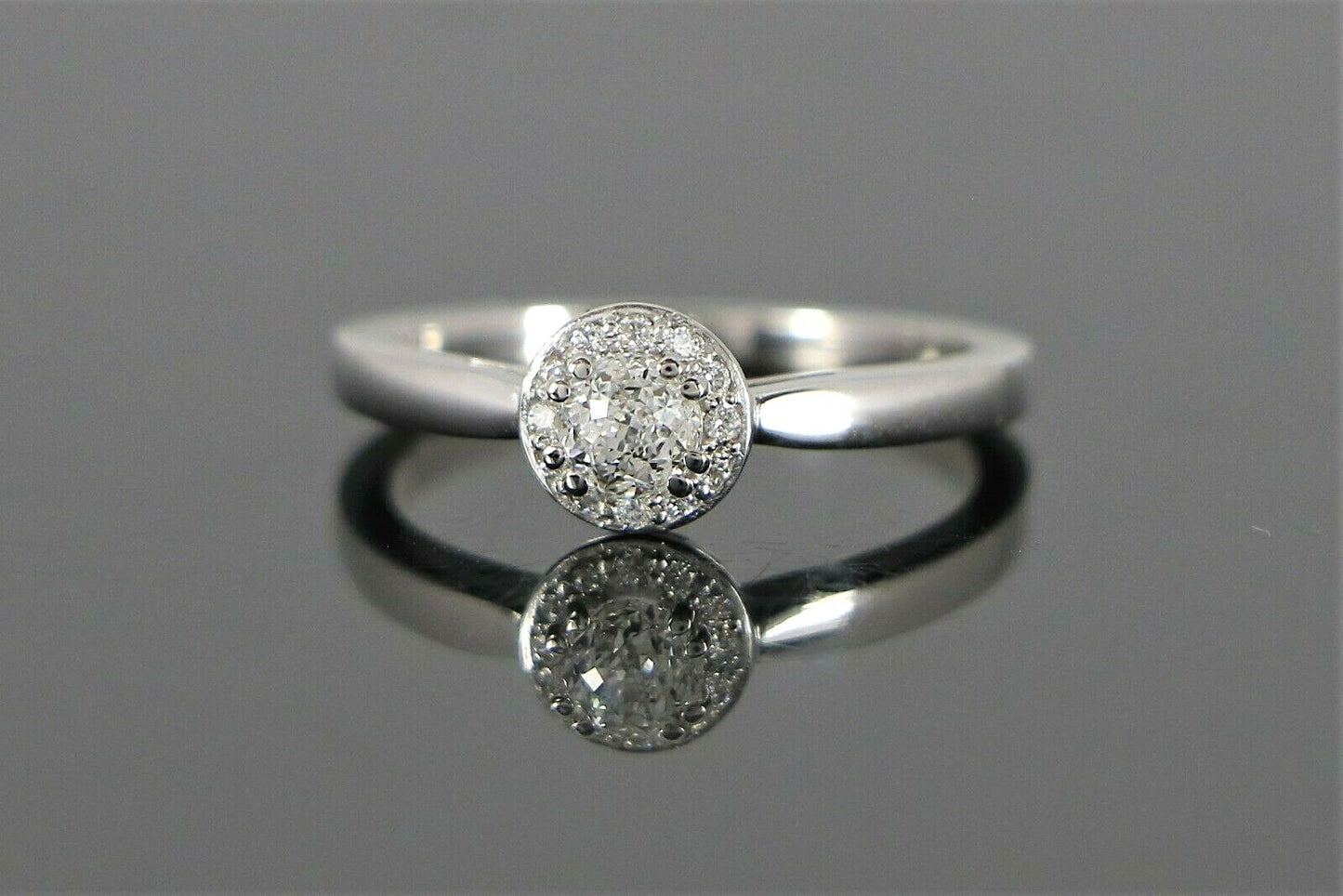 0.47ct Round Brilliant Diamond Halo Engagement Ring — GIA Certified, 14k White Gold