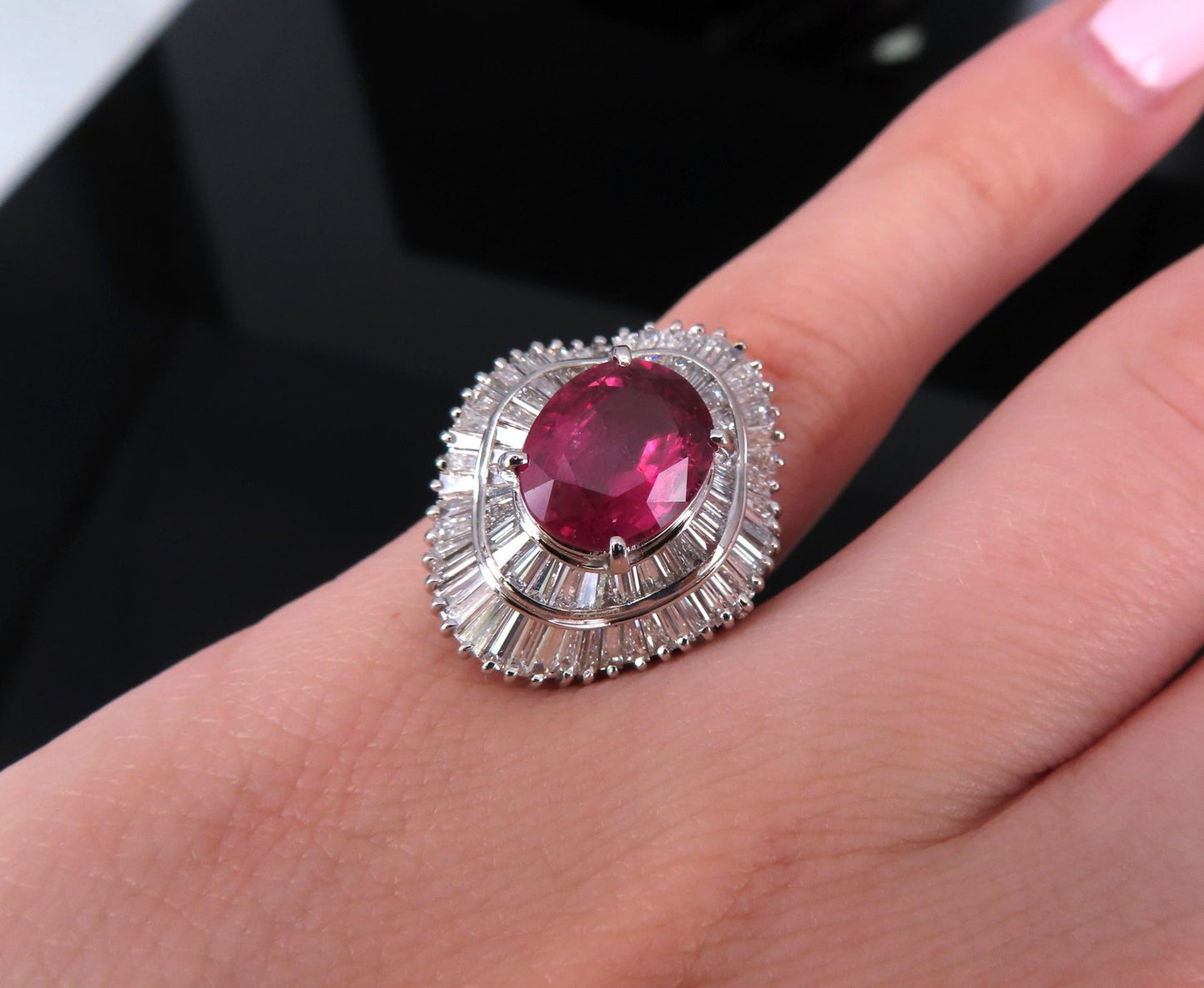 3.04ct Oval Ruby & 1.64ct Diamond Ring — GIA Certified, Platinum