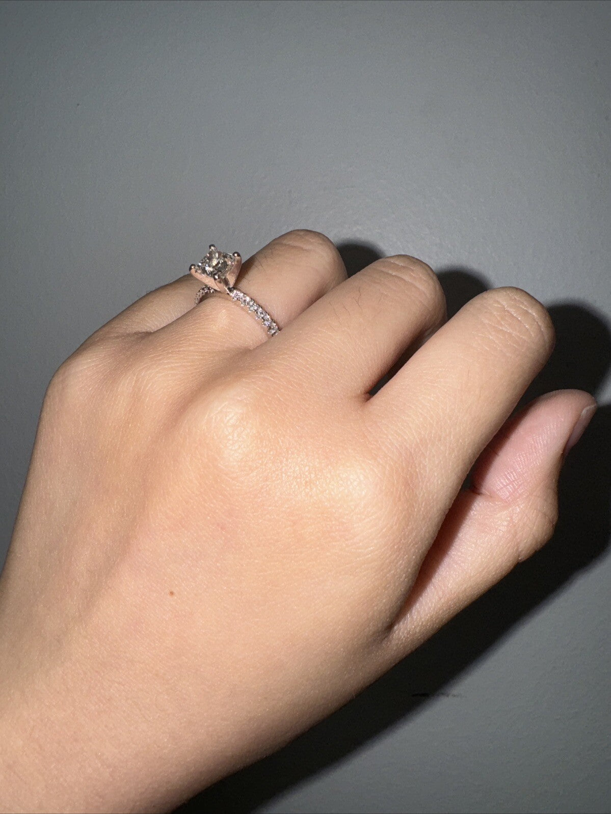 1.00ct Square Modified Brilliant Diamond Engagement Ring — GIA Certified, 14k White Gold