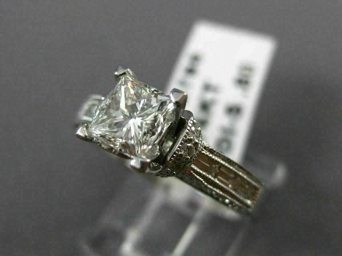1.71ct Princess Diamond Milgrain Engagement Ring — GIA Certified, 14k White Gold