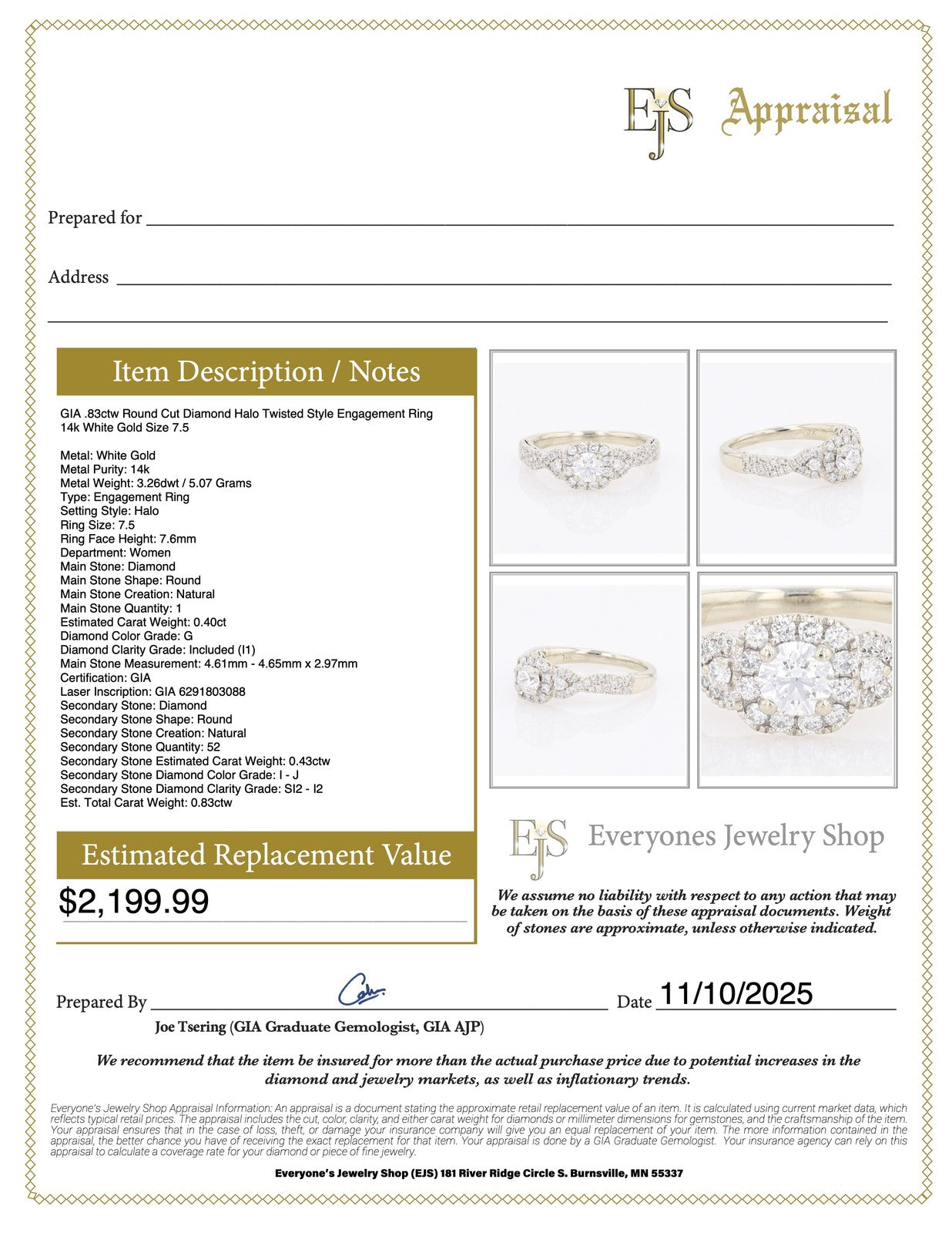 0.83ct Round Brilliant Diamond Art Deco Ring — GIA Certified, Platinum