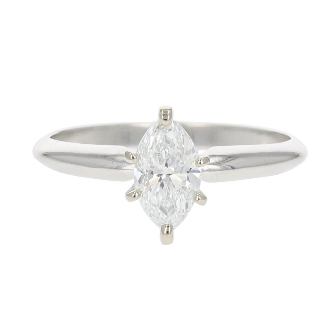 0.70ct Marquise Diamond Solitaire Engagement Ring — GIA Certified, 14k White Gold