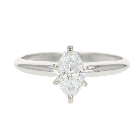 0.70ct Marquise Diamond Solitaire Engagement Ring — GIA Certified, 14k White Gold