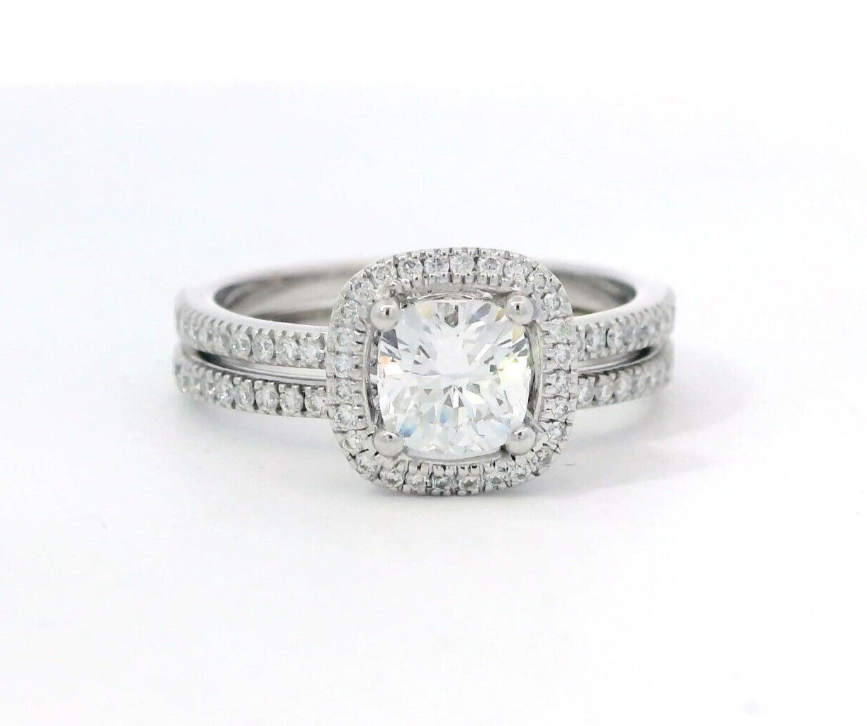 1.14ct Round Brilliant Diamond Halo Ring — GIA Certified, 14k White & Rose Gold