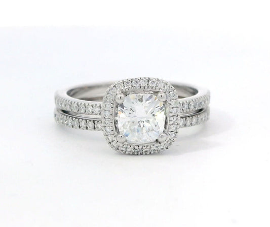 1.14ct Round Brilliant Diamond Halo Ring — GIA Certified, 14k White & Rose Gold