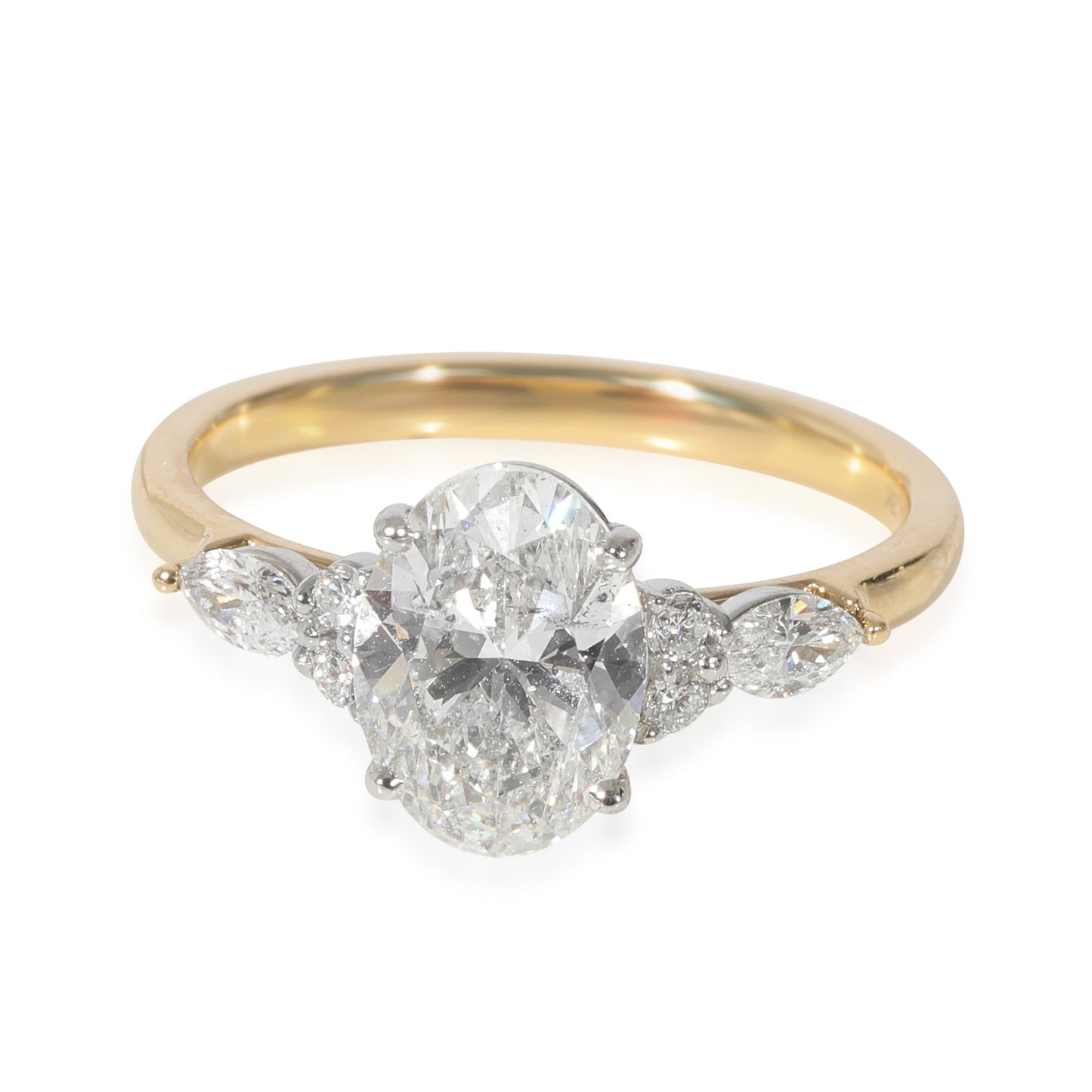 1.70ct Oval Brilliant Diamond Engagement Ring — GIA Certified, 18k Yellow Gold & Platinum
