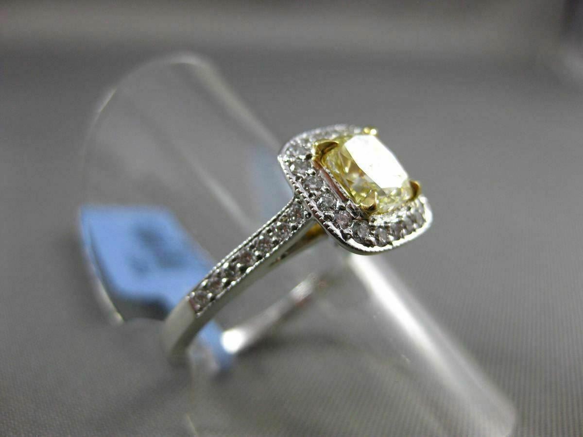 1.06ct Fancy Yellow Diamond Halo Engagement Ring — GIA Certified, 18k White Gold