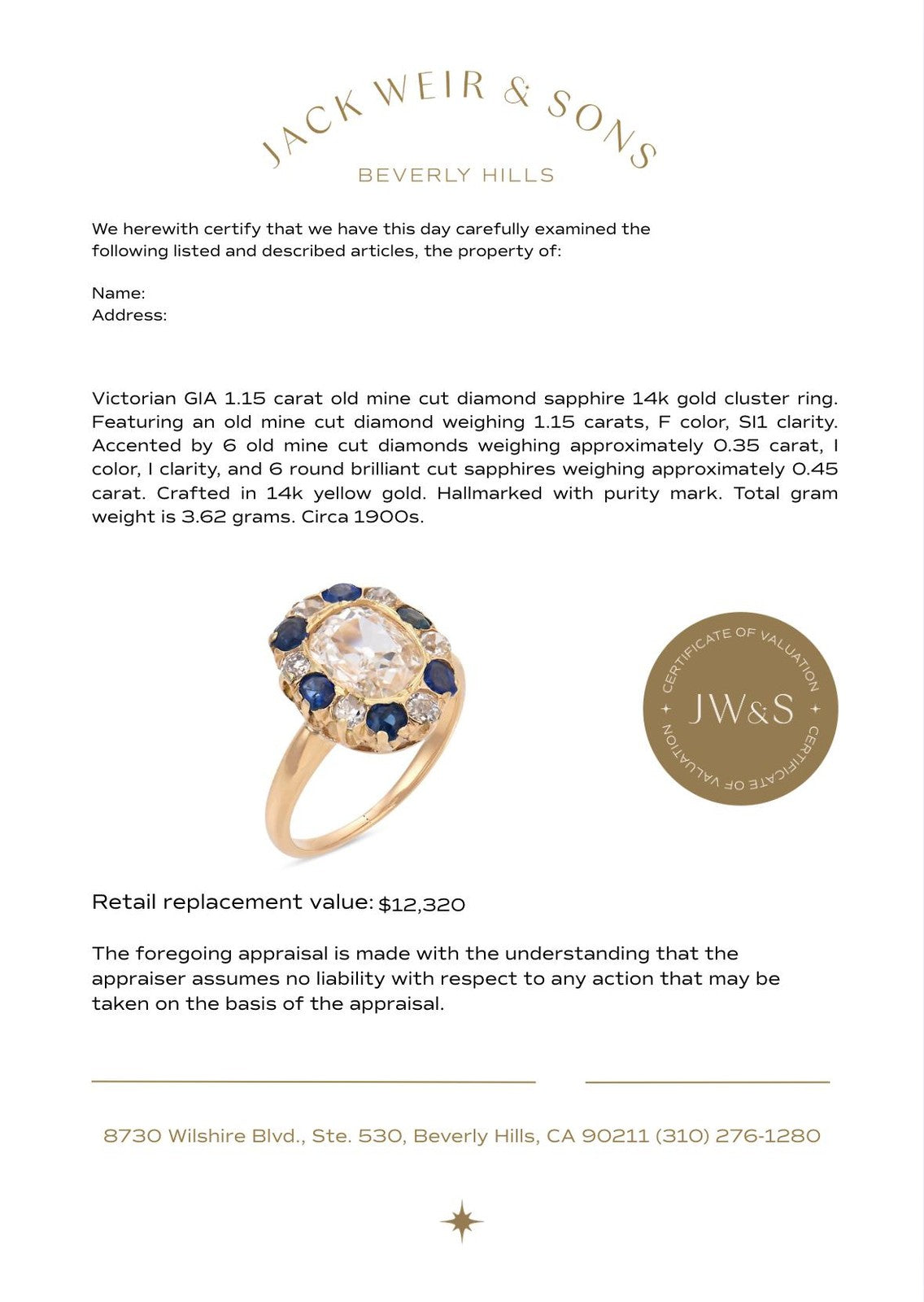 1.15ct Old European Cut Diamond Art Deco Ring — GIA Certified, Platinum