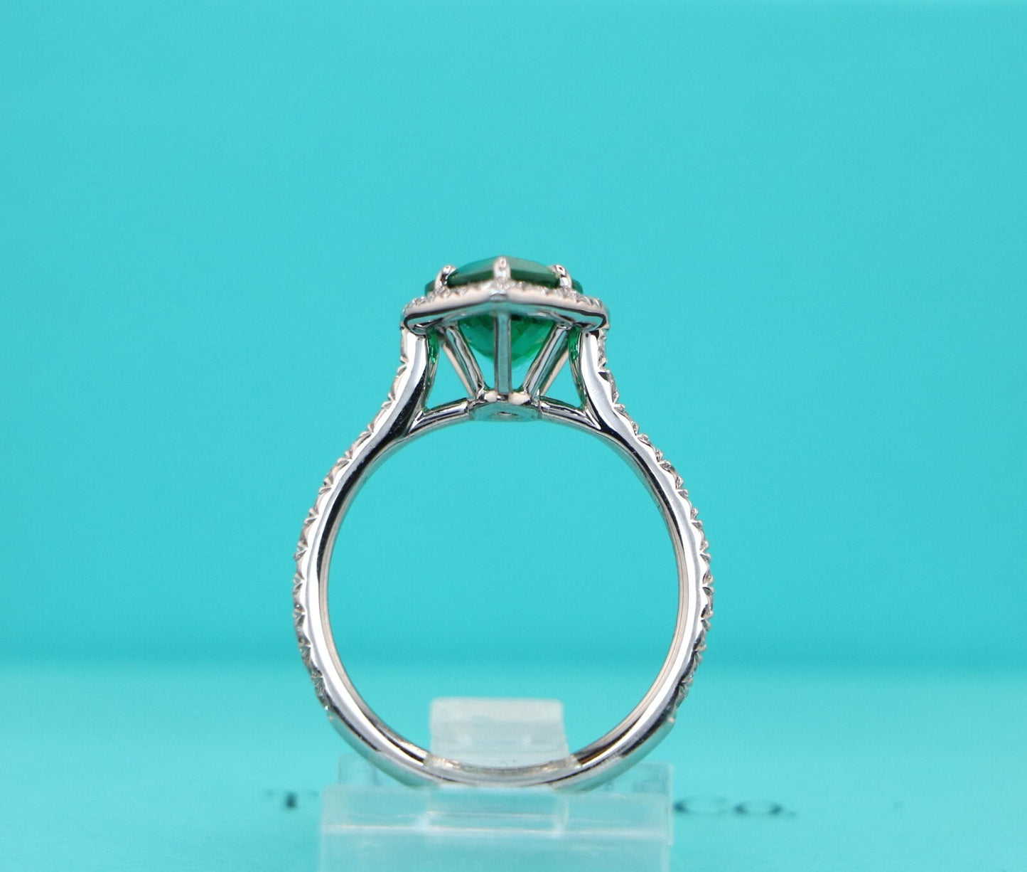 2.19ct Pear Green Emerald Diamond Ring — GIA Certified, Platinum