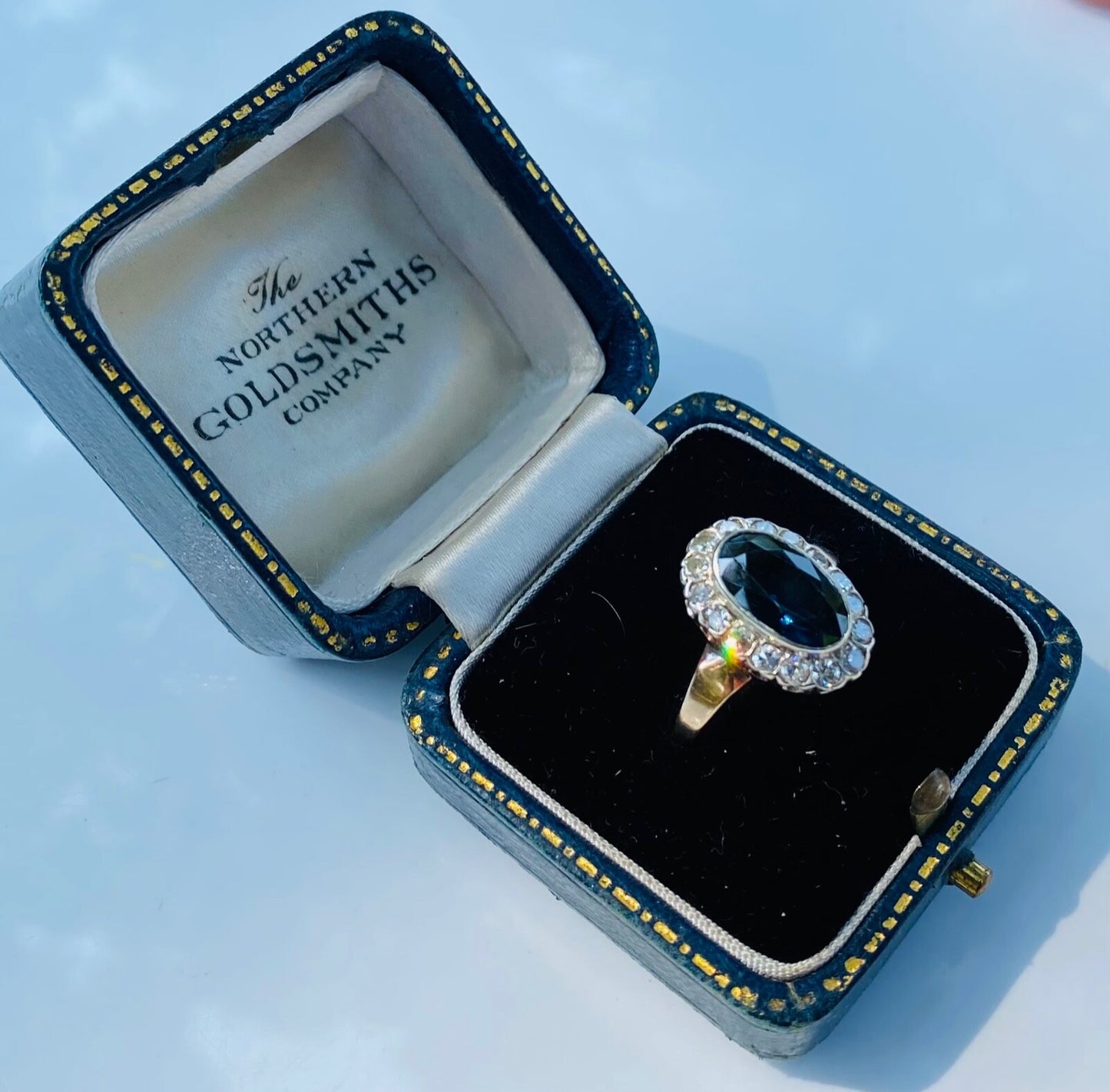 3.10ct Oval Sapphire Diamond Cluster Ring — GIA Certified, 14k White Gold