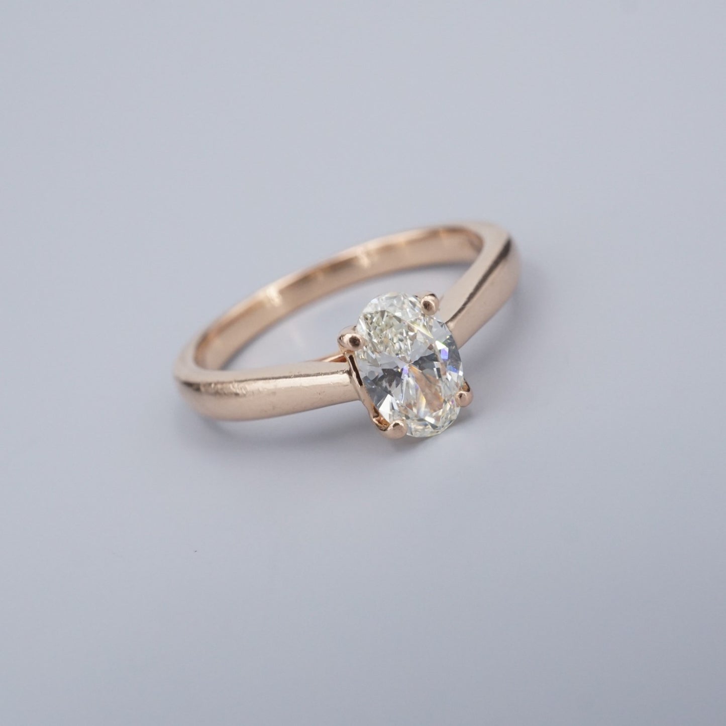 0.70ct Oval Brilliant Diamond Solitaire Ring — GIA Certified, 14k Rose Gold