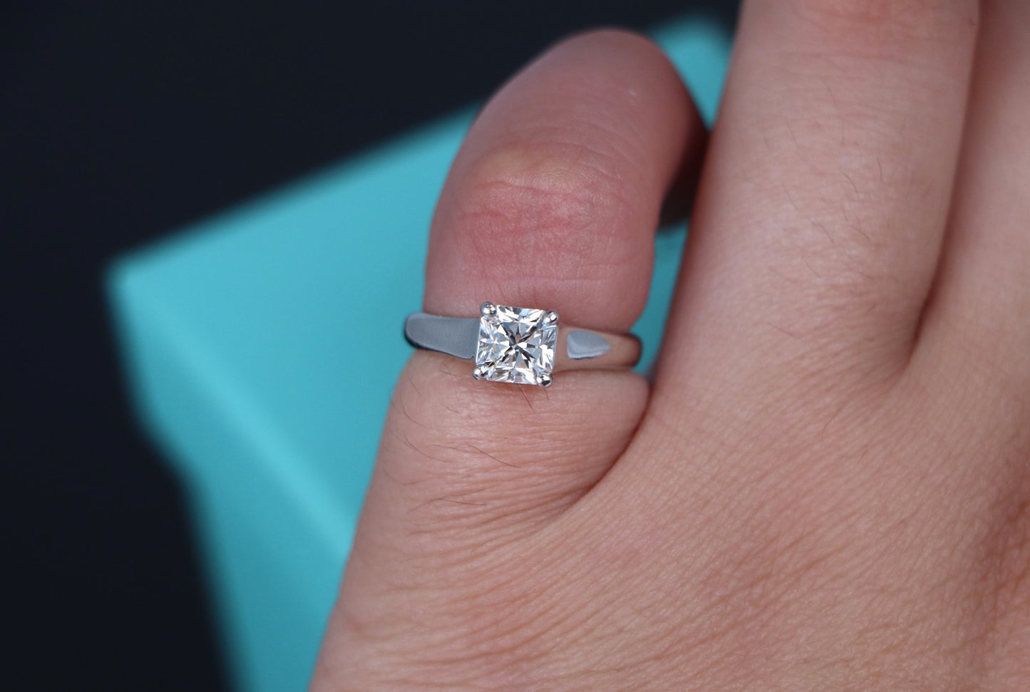 1.05ct Cut-Cornered Square Mixed Cut Diamond Engagement Ring — GIA Certified, Platinum