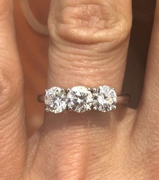 1.60ct Round Brilliant Three-Stone Diamond Ring — GIA Certified, Platinum
