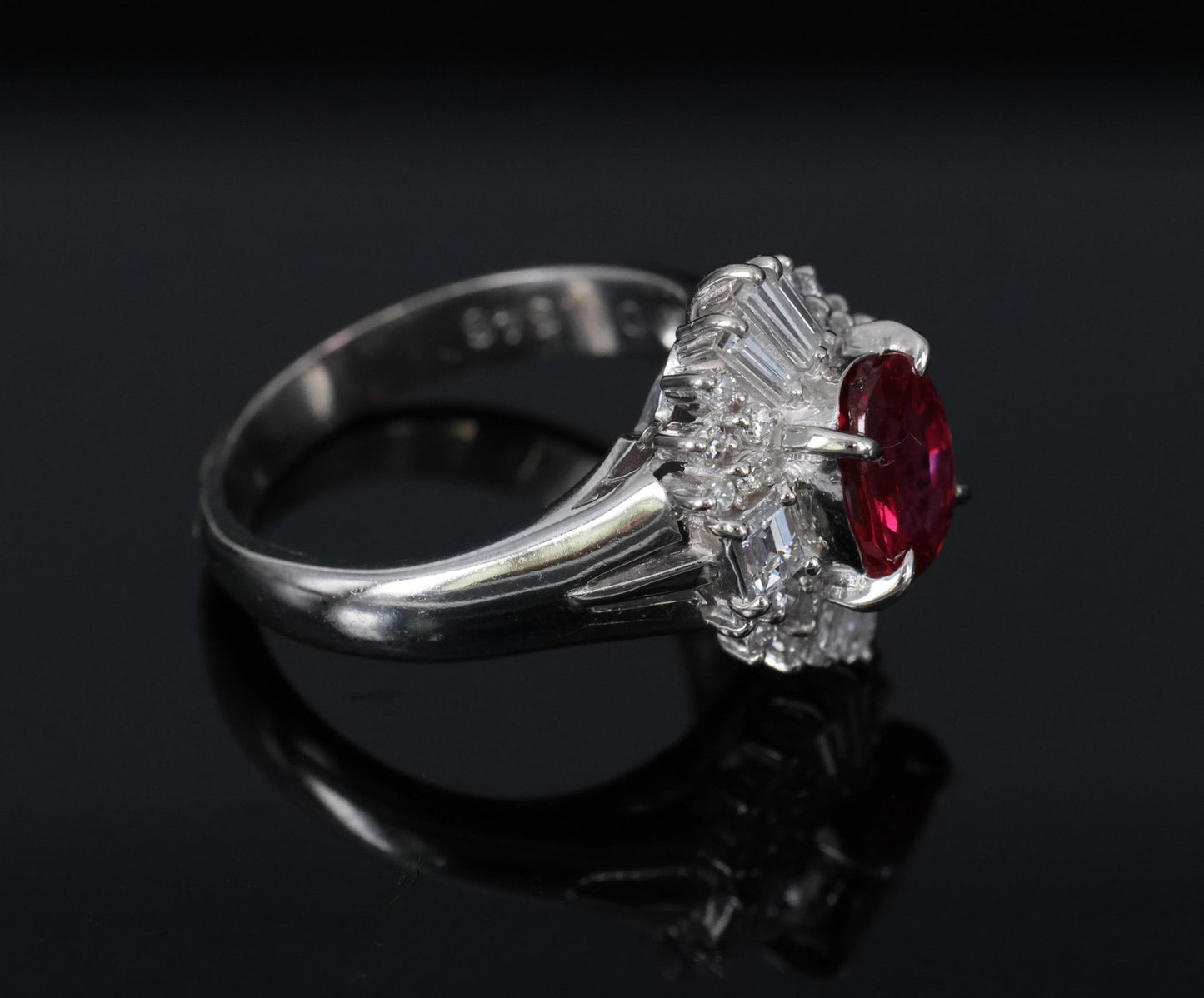 1.22ct Oval Ruby & 0.54ct Diamond Ring — GIA Certified, Platinum