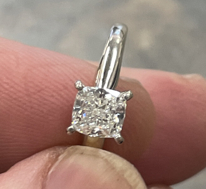 0.91ct Cushion Diamond Ring — GIA Certified, 14k White Gold
