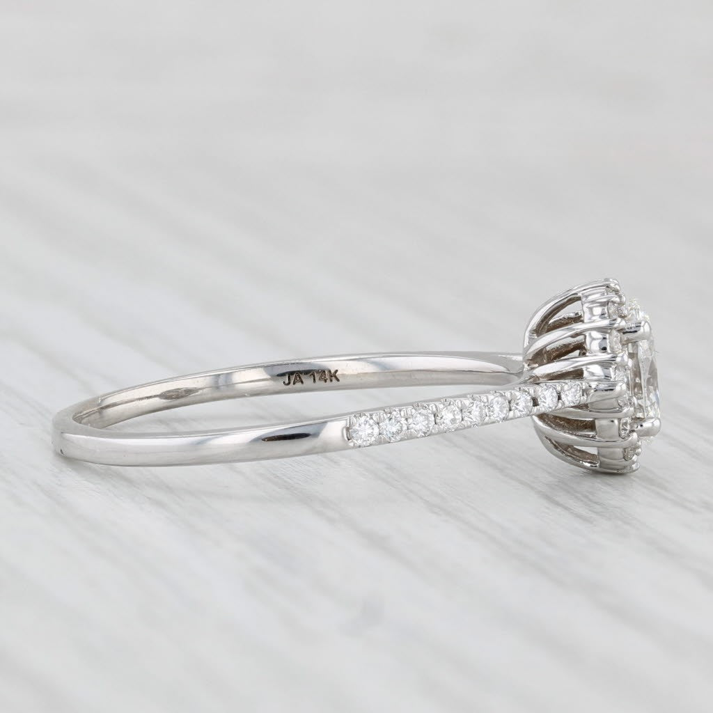 0.70ct Oval Brilliant Diamond Halo Engagement Ring — GIA Certified, 14k White Gold