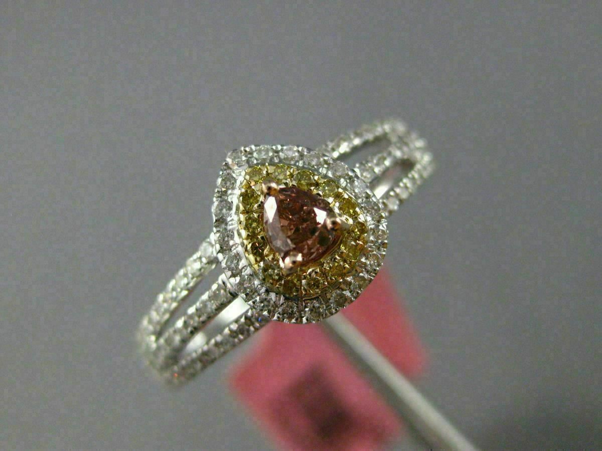 0.59ct Pear Diamond Fancy Multi-Stone Halo Ring — GIA Certified, 18k Tri-Color Gold