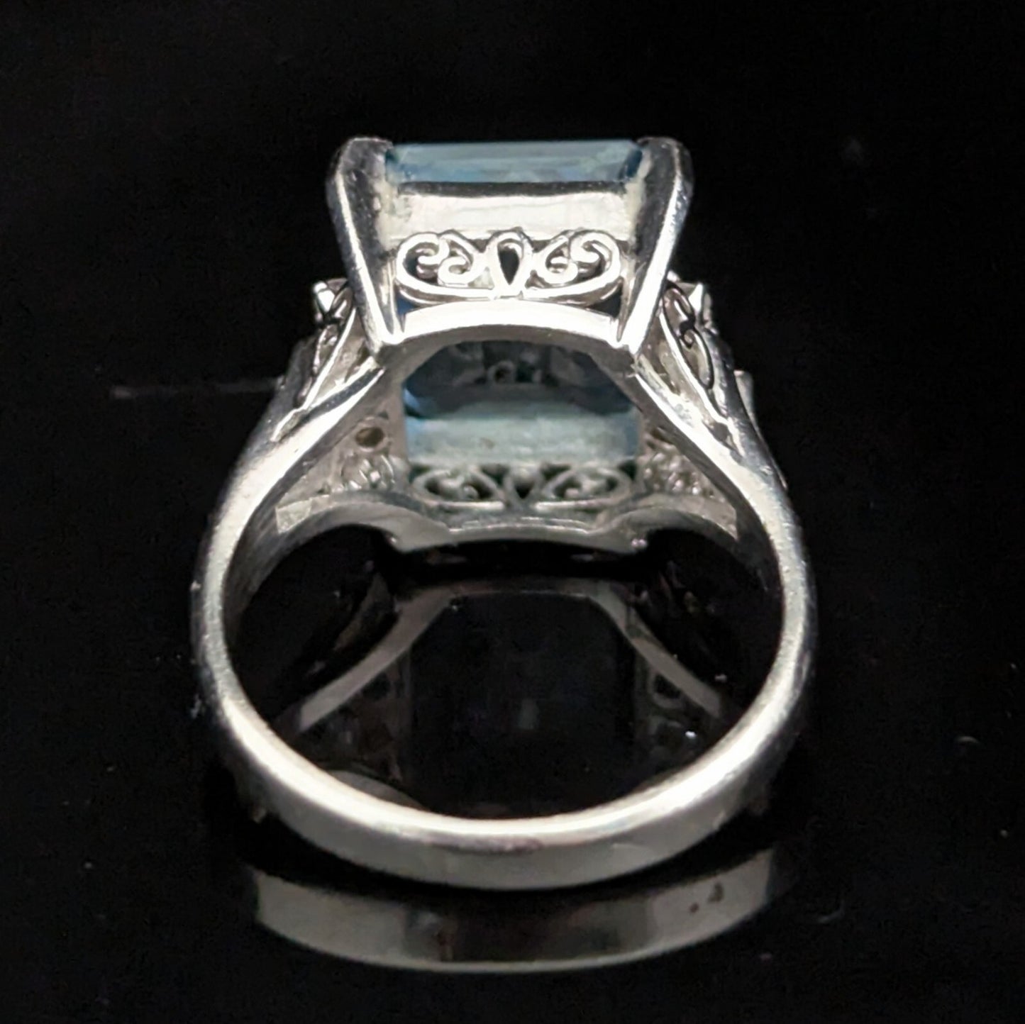 2.84ct Emerald Cut Aquamarine Diamond Platinum Cocktail Ring — GIA Certified