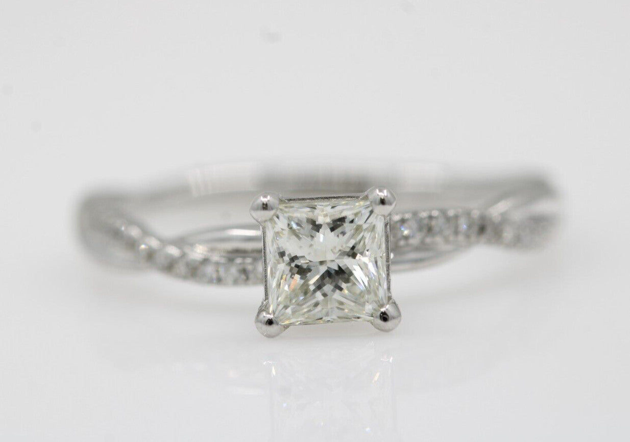 0.80ct Princess Cut Diamond Solitaire Ring — GIA Certified, 14k White Gold