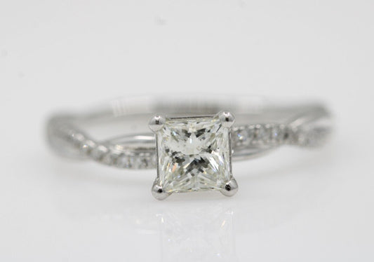 0.80ct Princess Cut Diamond Solitaire Ring — GIA Certified, 14k White Gold