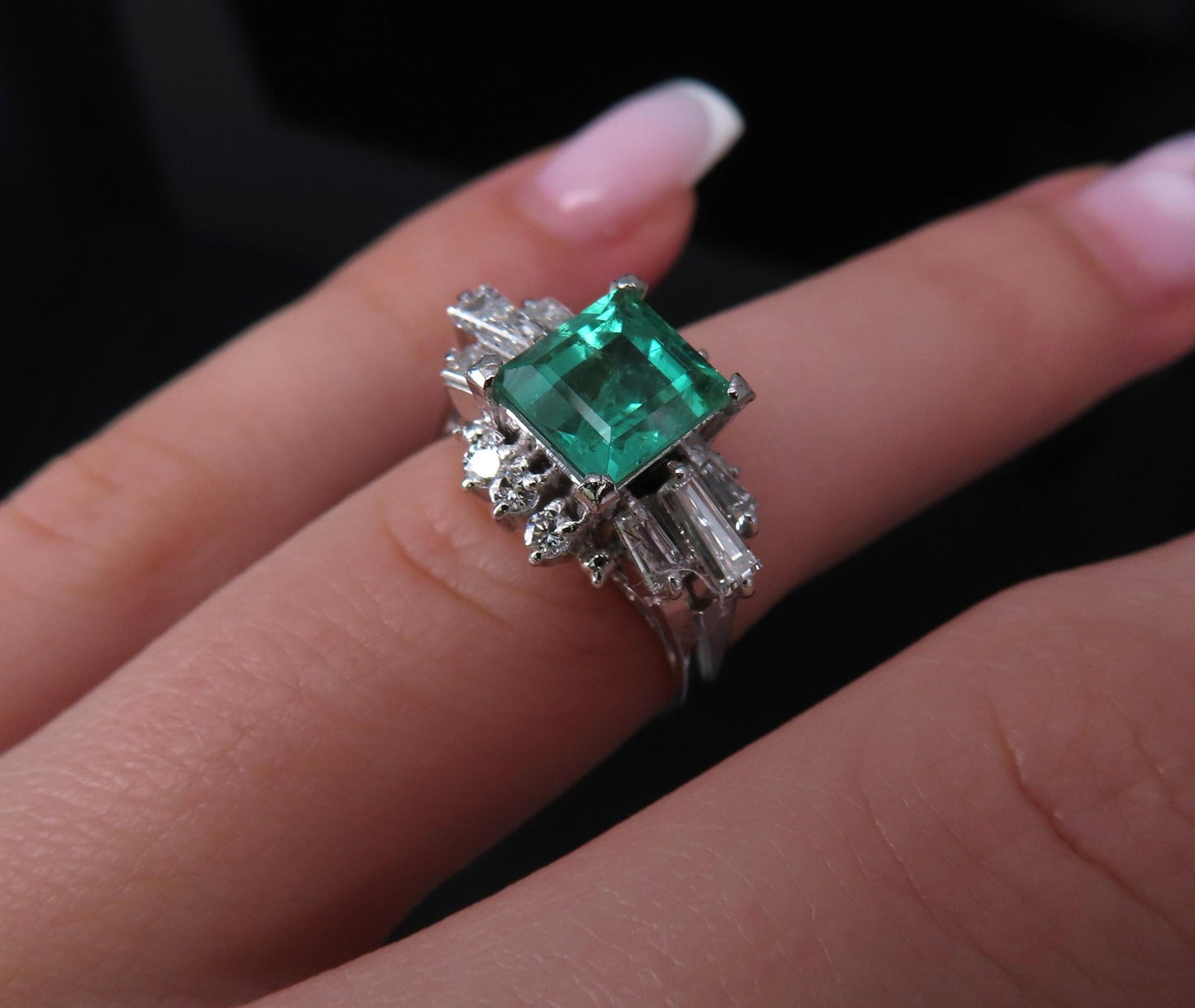 1.48ct Emerald Cut Natural Emerald Diamond Ring — GIA Certified, Platinum