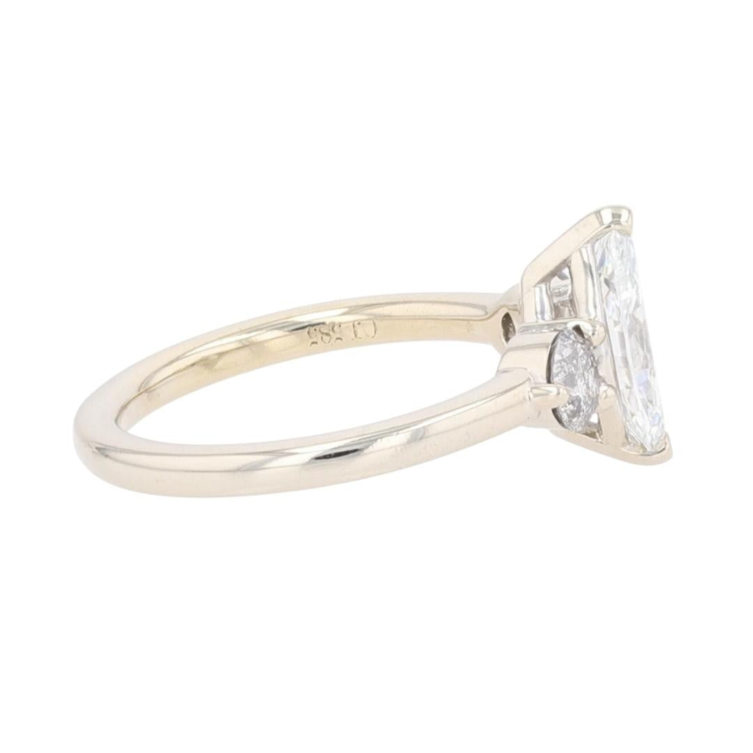 1.42ct Marquise Diamond Solitaire with Accents Ring — GIA Certified, 14k White Gold
