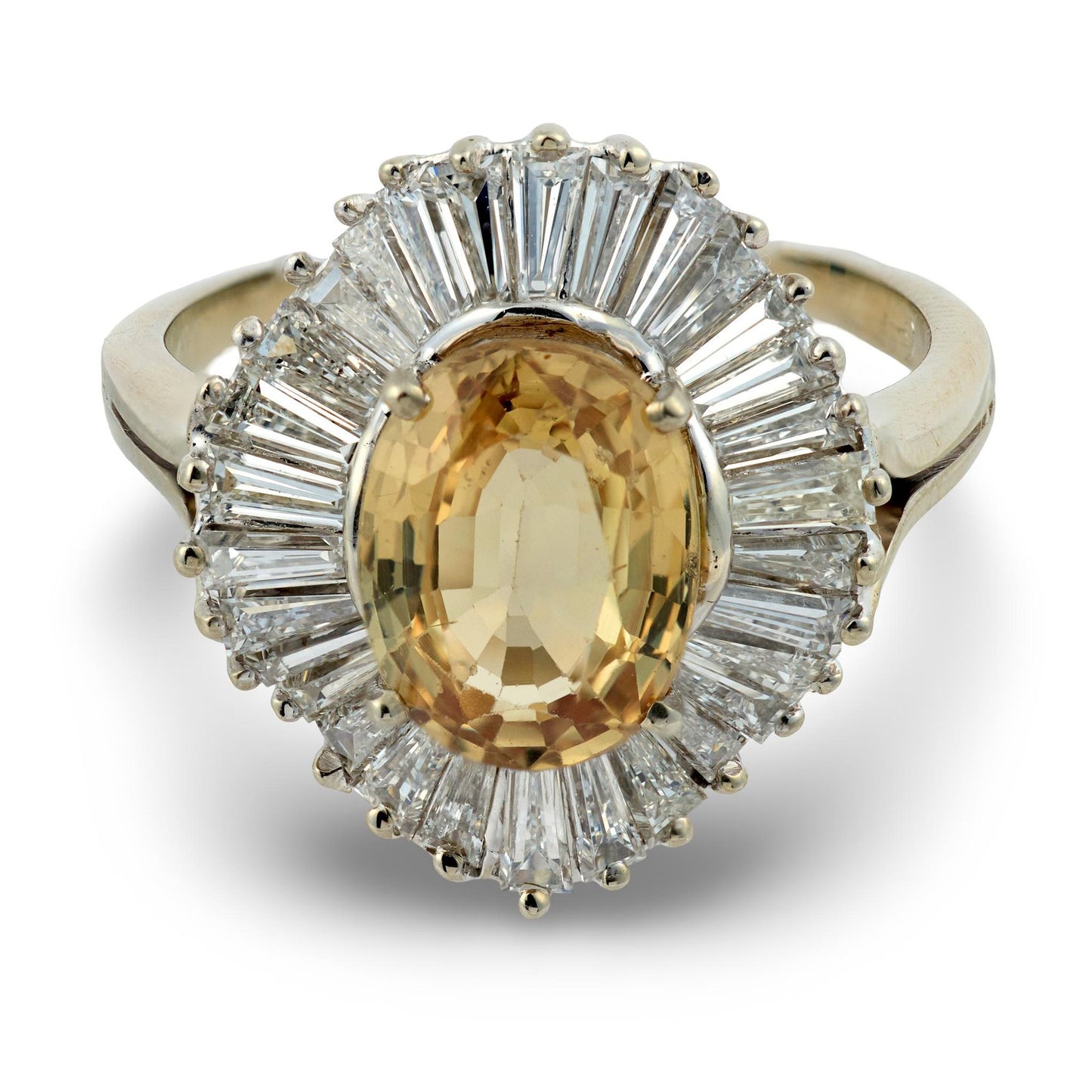 3.10ct Oval Sapphire Diamond Cluster Ring — GIA Certified, 14k White Gold