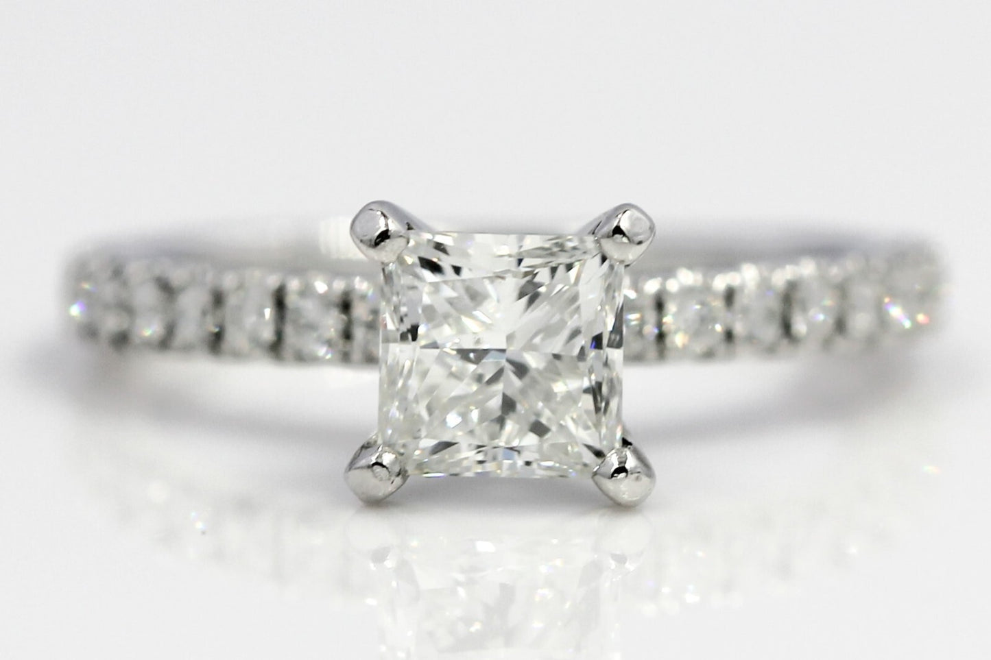 1.00ct Square Modified Brilliant Diamond Engagement Ring — GIA Certified, 14k White Gold