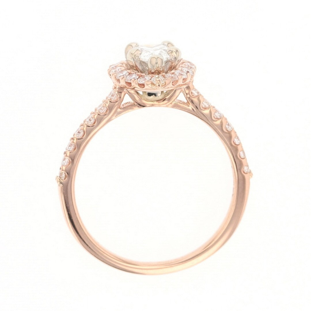0.85ct Pear Diamond Halo Pavé Engagement Ring — GIA Certified, 14k Rose Gold