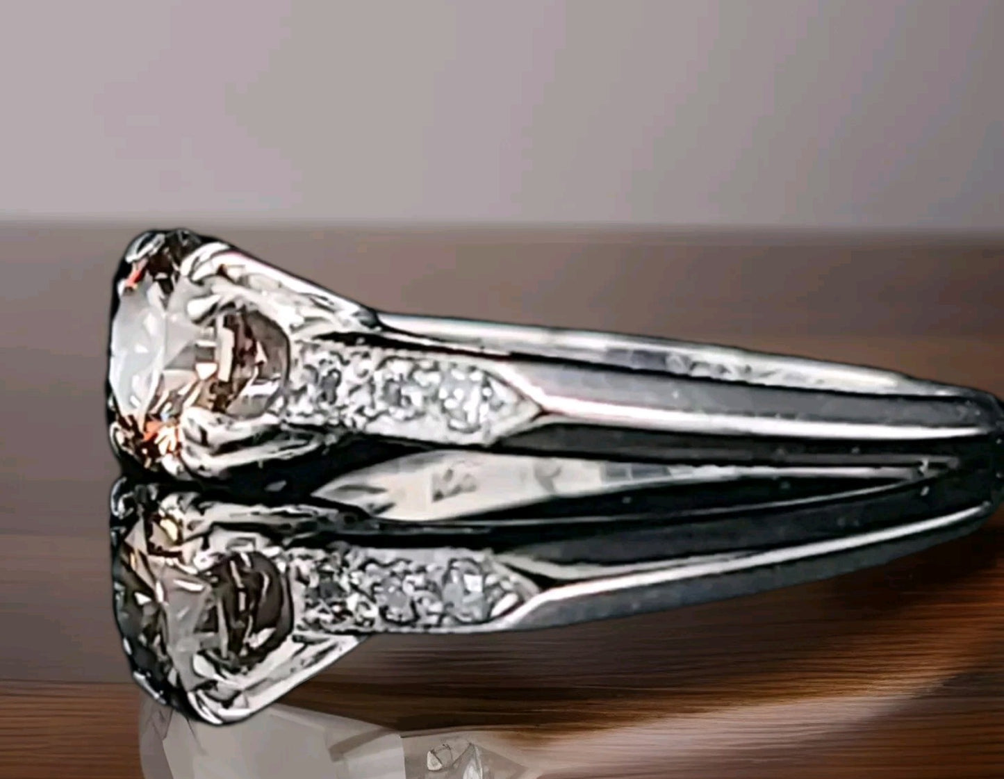 0.71ct Round Brilliant Champagne Diamond Vintage Ring — GIA Certified, Platinum