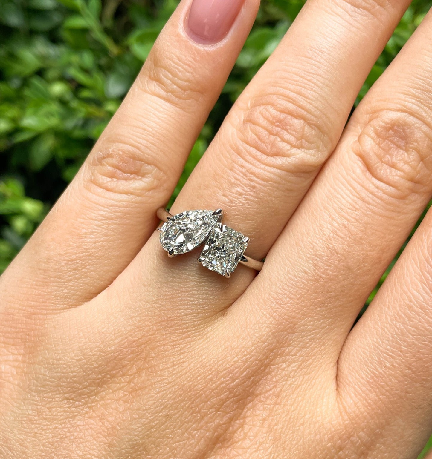 2.19ct Pear & Radiant Diamond Two-Stone Ring — GIA Certified, Platinum
