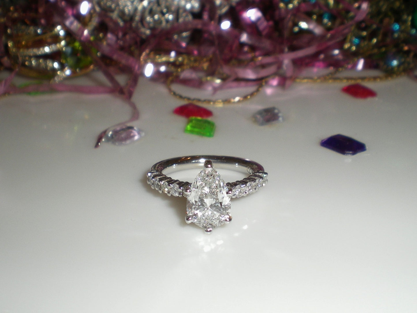 1.50ct Pear Brilliant Diamond Engagement Ring — GIA Certified, 14k White Gold