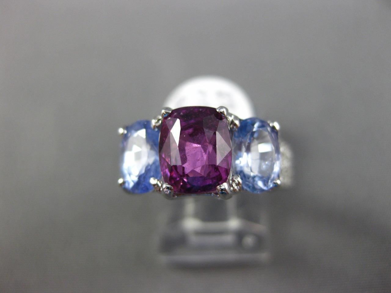5.63ct Diamond & Sapphire Three Stone Ring — GIA Certified, 18k White Gold