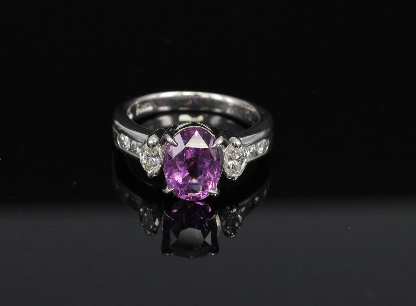 2.91ct Oval Pink Sapphire & Diamond Ring — GIA Certified, Platinum