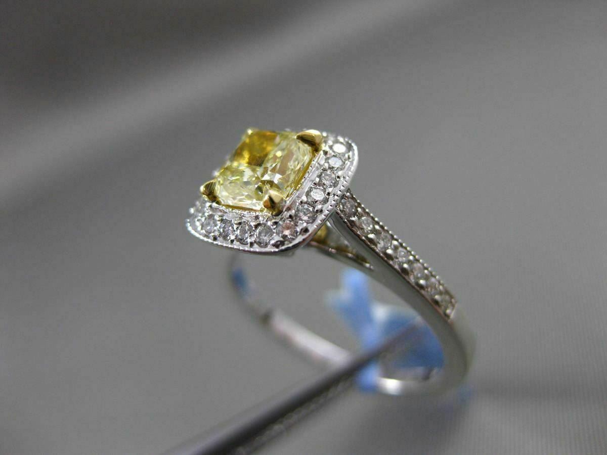 1.06ct Fancy Yellow Diamond Halo Engagement Ring — GIA Certified, 18k White Gold