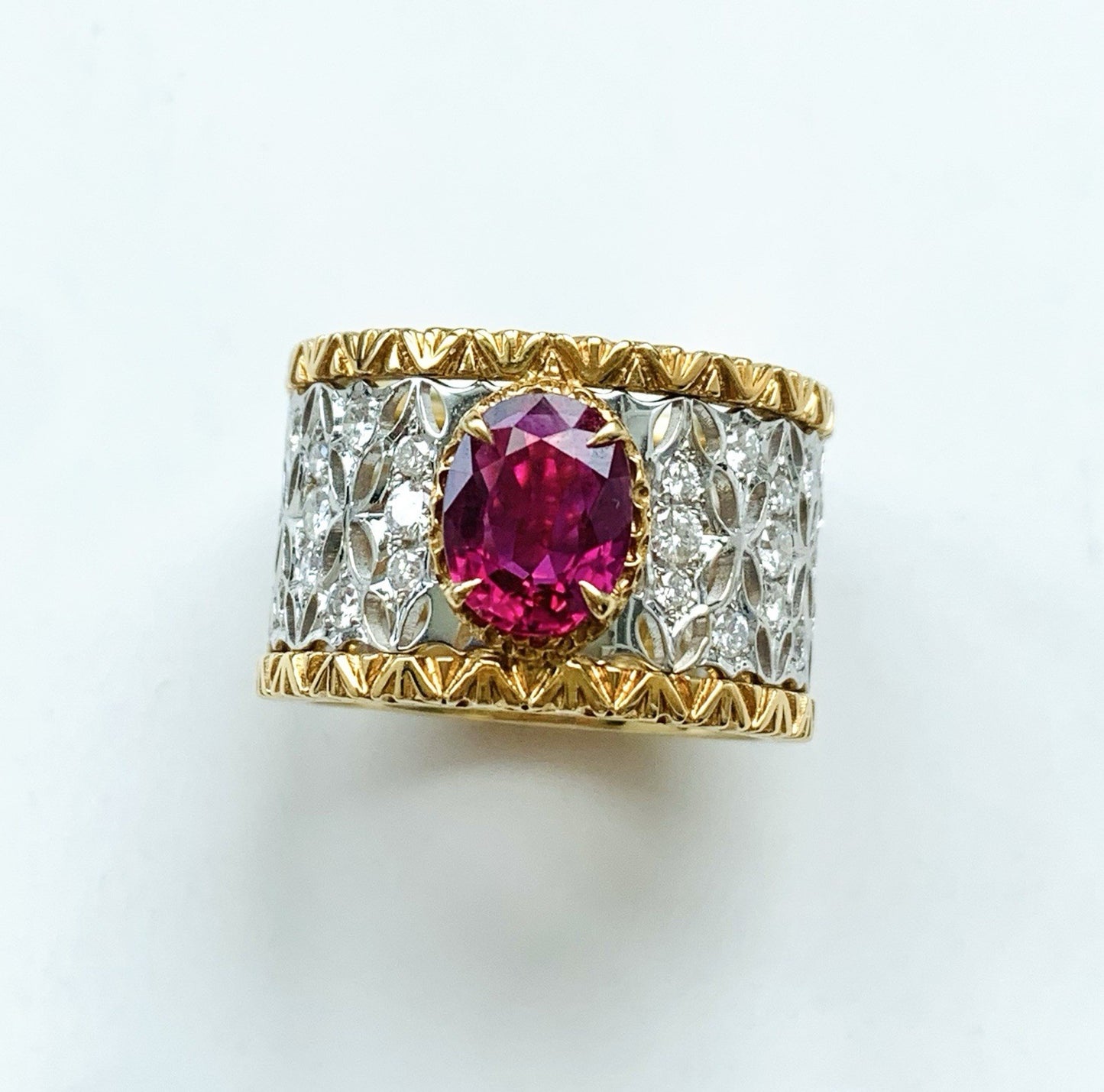 1.45ct Oval Burma Ruby 0.55ct Diamond Halo Ring — GIA Certified, Platinum