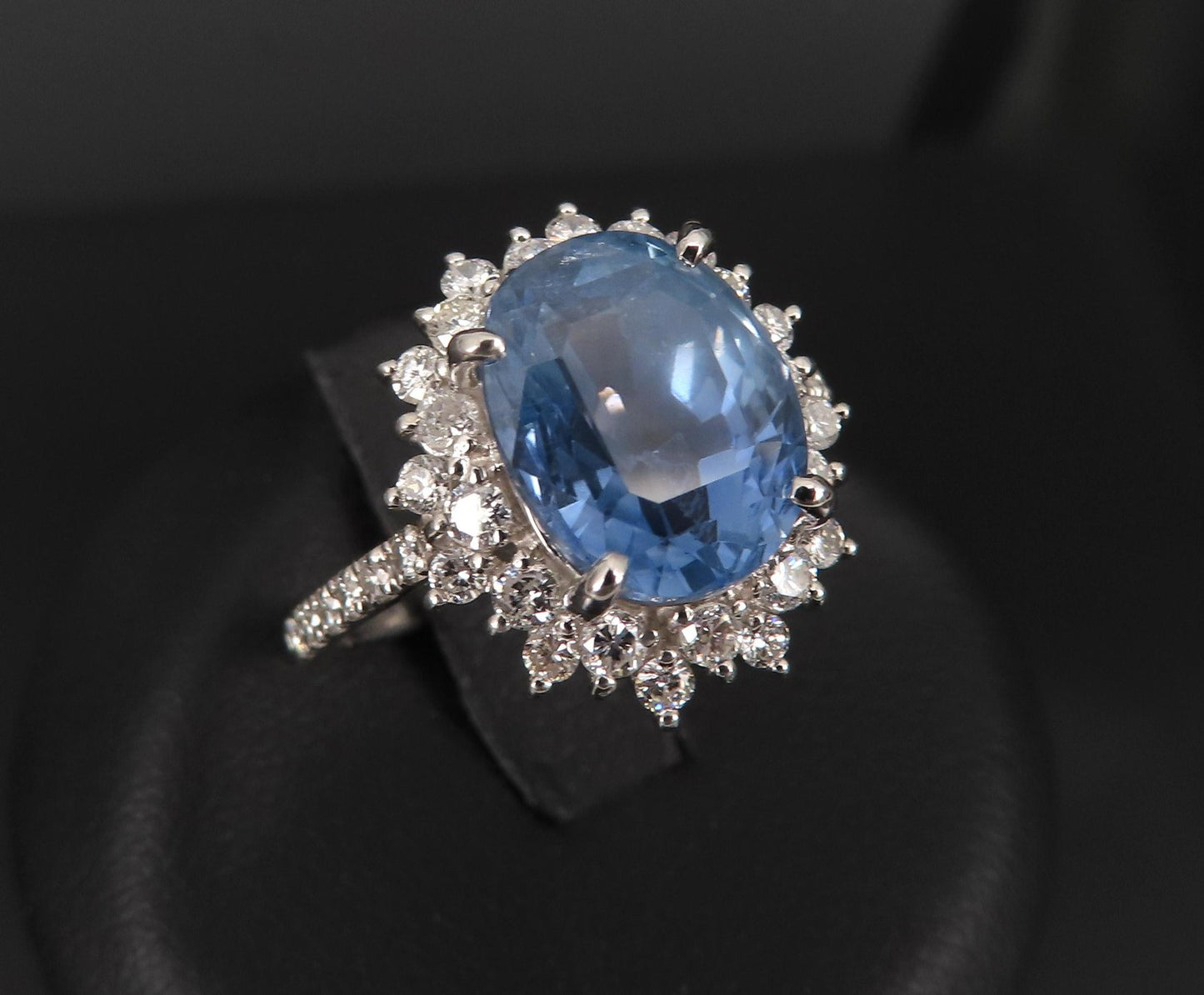 5.05ct Oval Sapphire Diamond Halo Ring — GIA Certified, Platinum