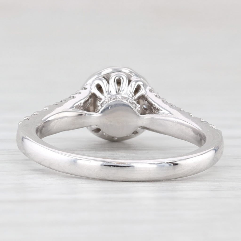 0.52ct Round Brilliant Diamond Halo Engagement Ring — GIA Certified, 14k White Gold