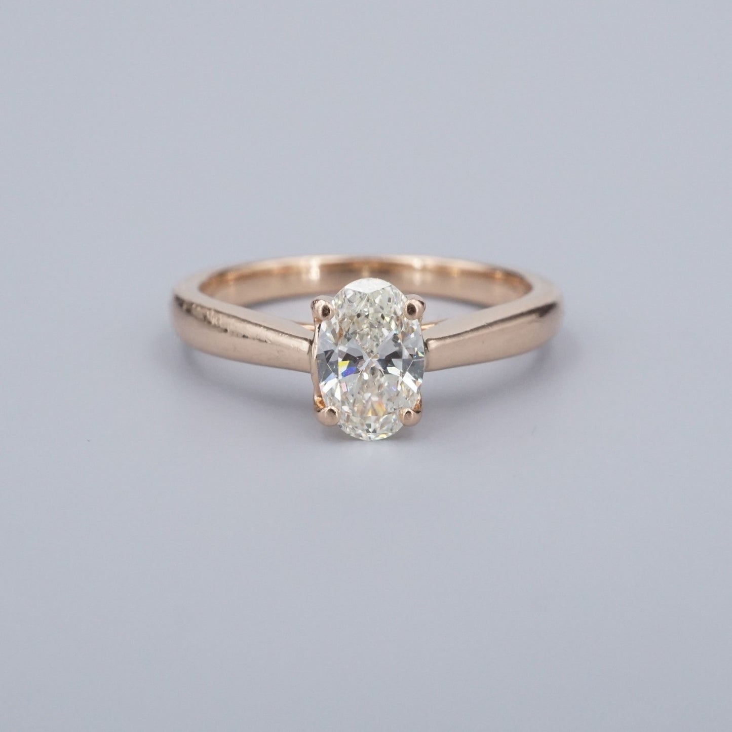 0.70ct Oval Brilliant Diamond Solitaire Ring — GIA Certified, 14k Rose Gold