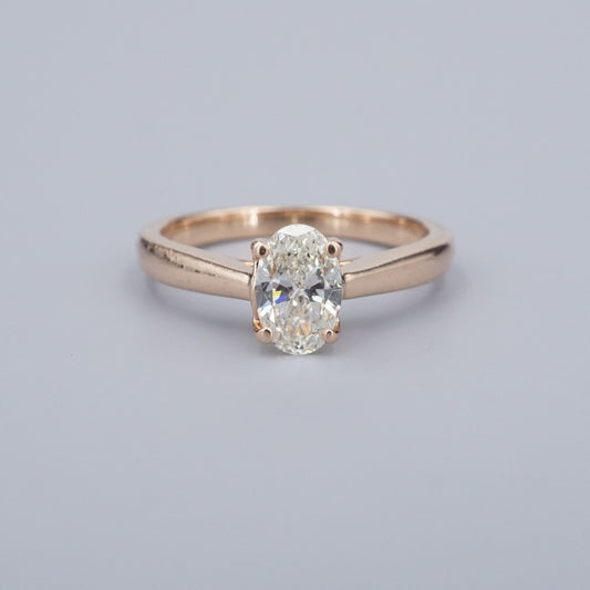 0.70ct Oval Brilliant Diamond Solitaire Ring — GIA Certified, 14k Rose Gold
