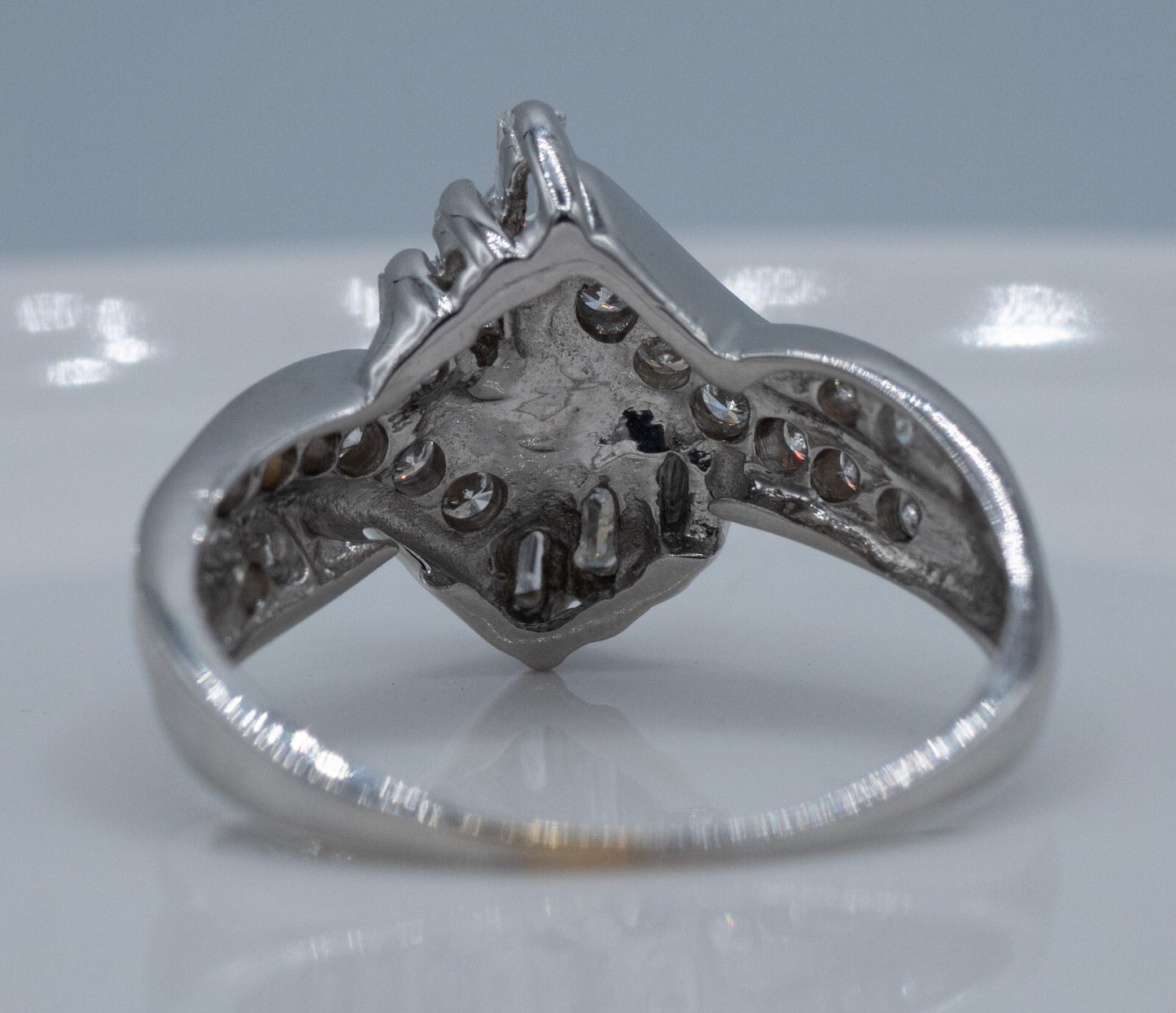 0.99ct Marquise Diamond Bypass Engagement Ring — GIA Certified, 14k White Gold