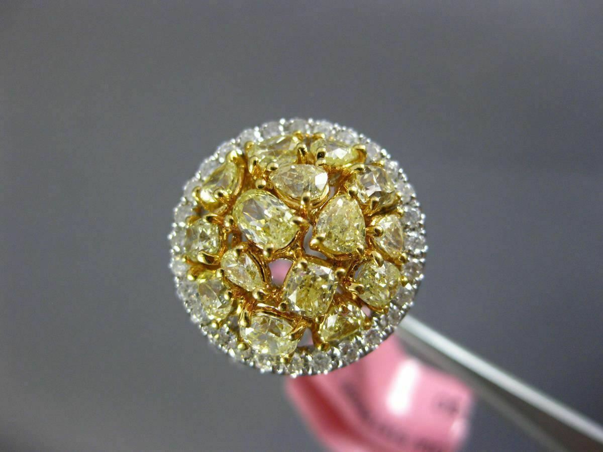 2.87ct Fancy Yellow & White Diamond 3D Cluster Ring — GIA Certified, 18k Two-Tone Gold