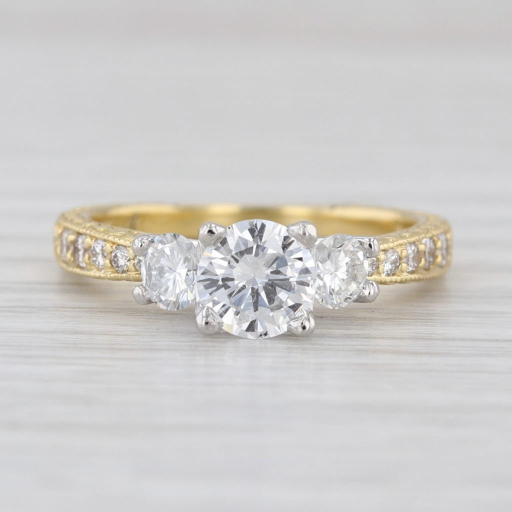 0.74ct Round Brilliant Diamond 3-Stone Engagement Ring — GIA Certified, 19k Gold & Platinum