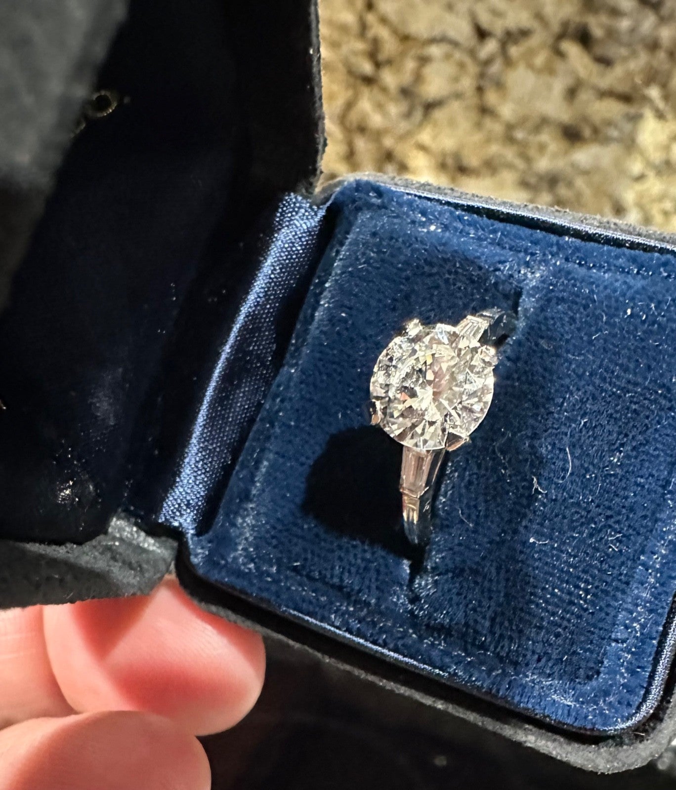 2.18ct Round Brilliant Diamond Vintage Engagement Ring — GIA Certified, Platinum