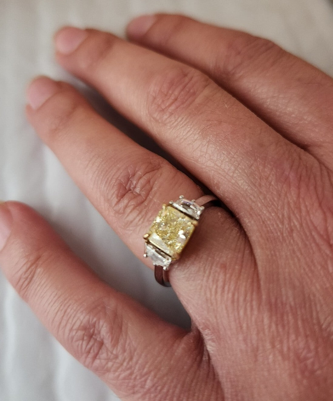 2.01ct Cushion Modified Brilliant Fancy Light Yellow Diamond Engagement Ring — GIA Certified, 18K White & Yellow Gold