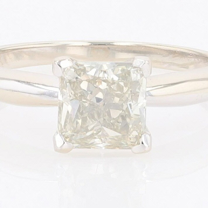 0.70ct Princess Cut Diamond Halo Engagement Ring — GIA Certified, 14k White Gold