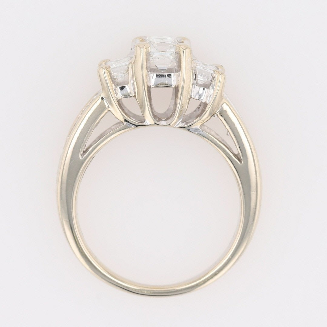 1.69ct Emerald Cut Diamond Three-Stone Ring — GIA Certified, 18k White Gold