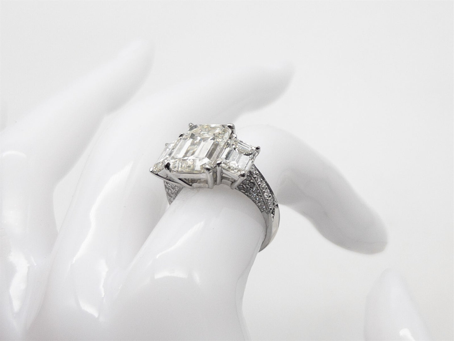 1.08ct Emerald Cut Diamond Three-Stone Ring — GIA Certified, Platinum