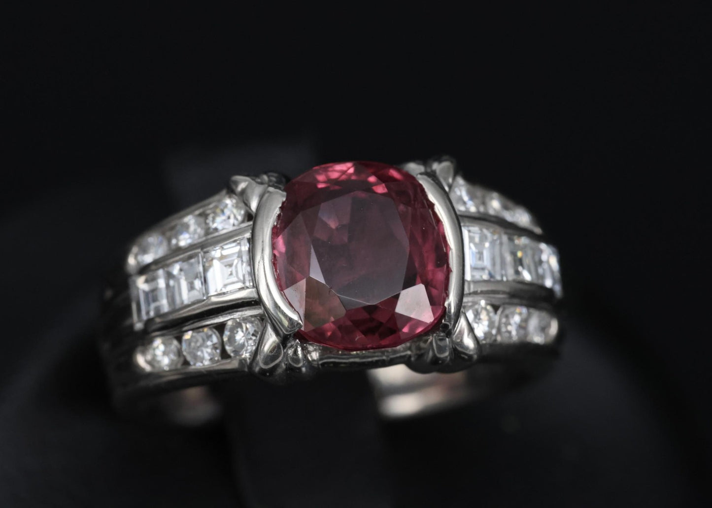 3.04ct Cushion Cut Ruby & Diamond Ring — GIA Certified, Platinum