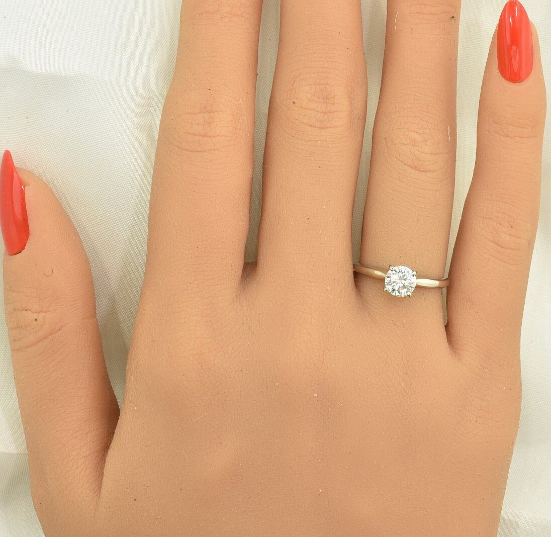 0.77ct Round Brilliant Diamond Solitaire Ring — GIA Certified, 14k White Gold
